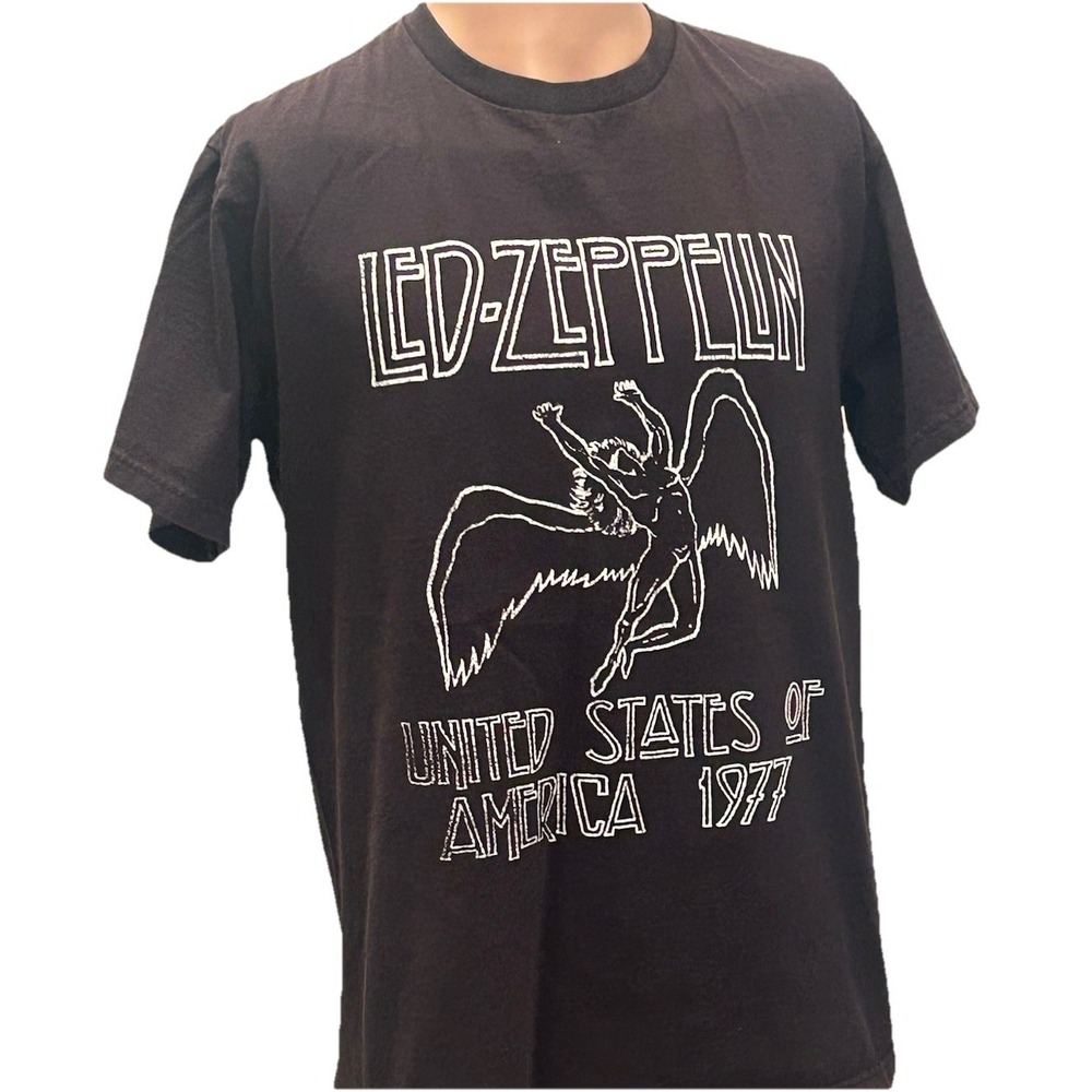 Led Zeppelin United States Of America 1977 Tour Black T-shirt Men's Size Medium‎